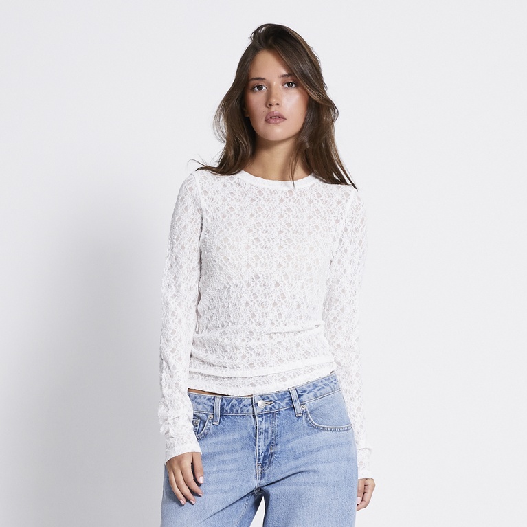Long sleeve lace top "Lacey" Off white
